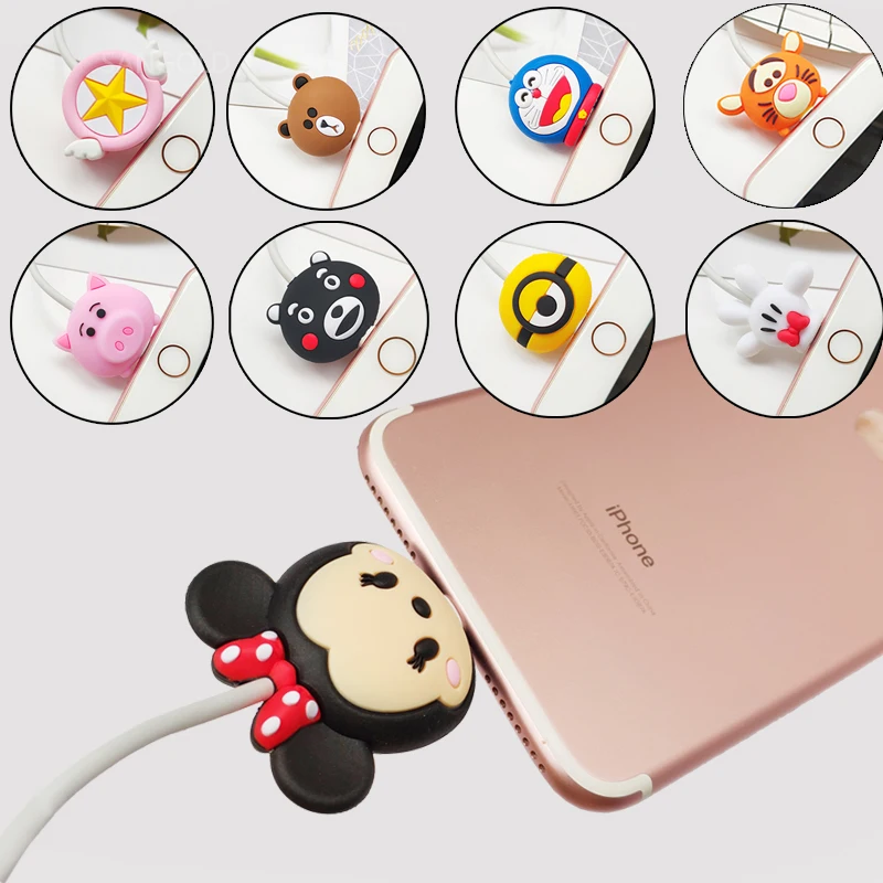 С животными милый мультяшный телефон сетевой шнур протектор зарядное устройство