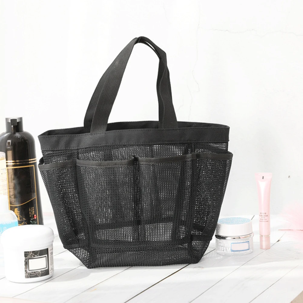 

2021 Portable Mesh Transparent Beach Swimming Bag 8 Pockets Storage Case Wash Bags Storage Bag Customized Mesh Bag