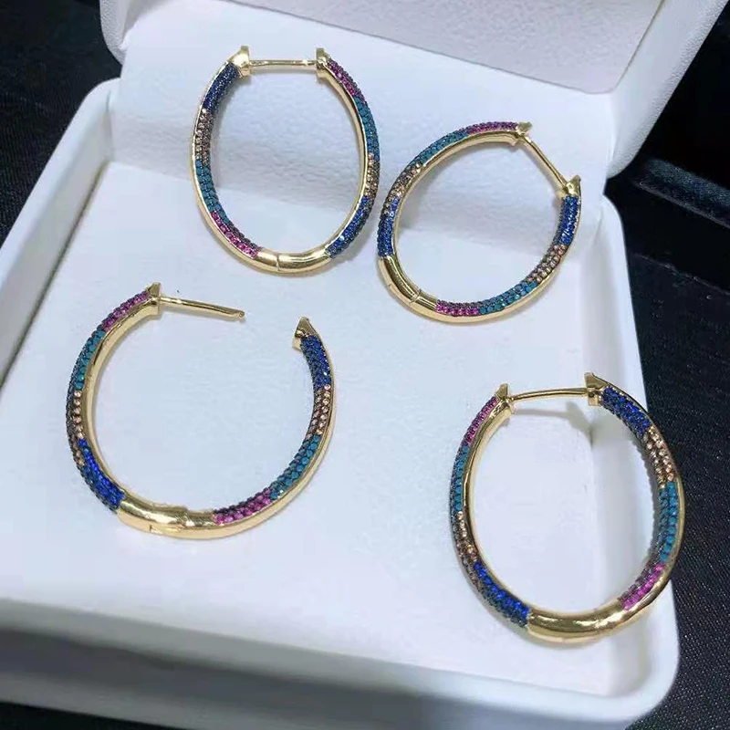 

Women's High Quality New Oval shape earrings, gold inlaid with high quality zircon