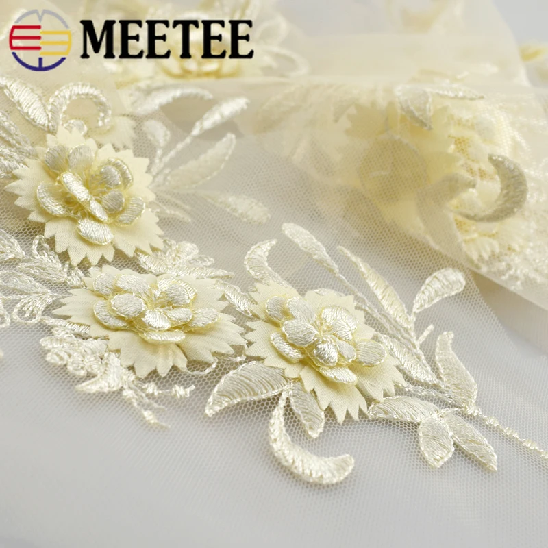 2/5 шт. Meetee 22*11 см 3D цветок вышитая кружевная Аппликация Свадебное платье украшение
