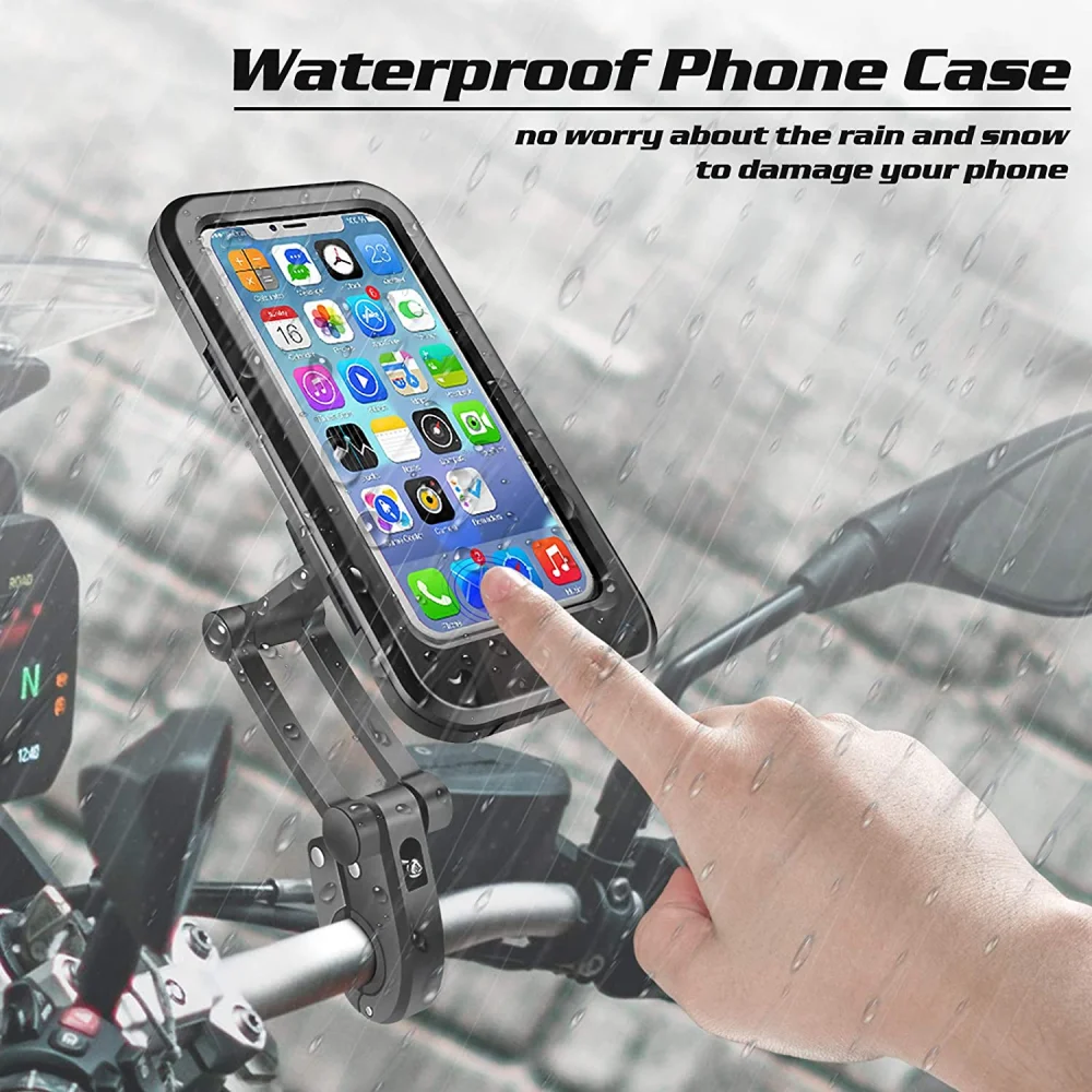 

Adjustable Waterproof Bicycle Phone Holder 6.7Inch Motorcycle Mobile Cellphone GPS Holder Mount 360 Rotatable Anti-Shake Stable