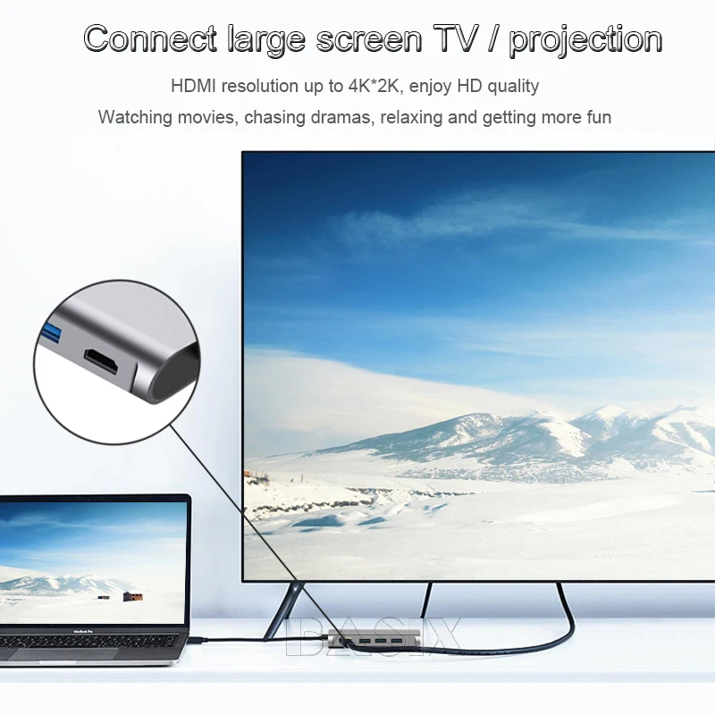 Bkscy USB концентратор C к HDMI RJ45 адаптер Мульти 3 0 Узловая док станция для MacBook Pro