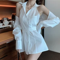 vy641 2020 spring summer autumn new women fashion casual ladies work blouse woman overshirt female ol two ways to wear