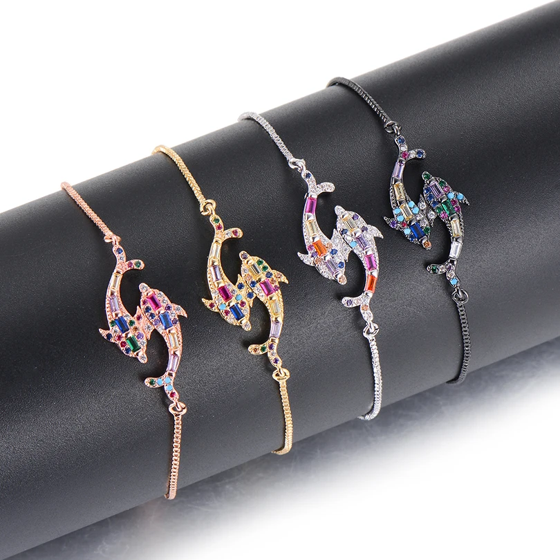 Pipitree прекрасный животный Шарм двойной браслет-Дельфин для женщин девочек дети