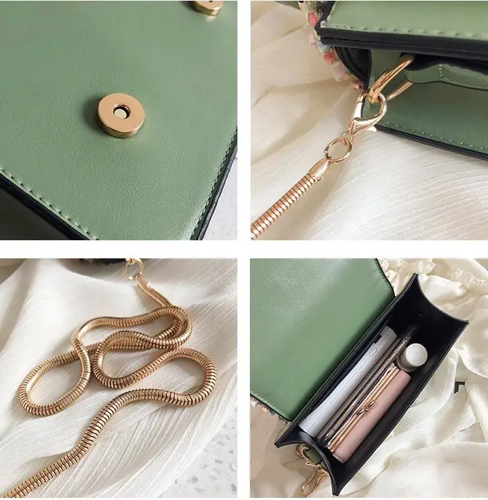 

Vintage Flower Lace Handbags Women's Crossbody Bags 2020 Fashion Gold Chain Ladies Messenger Bag Evening Clutch Female Purses