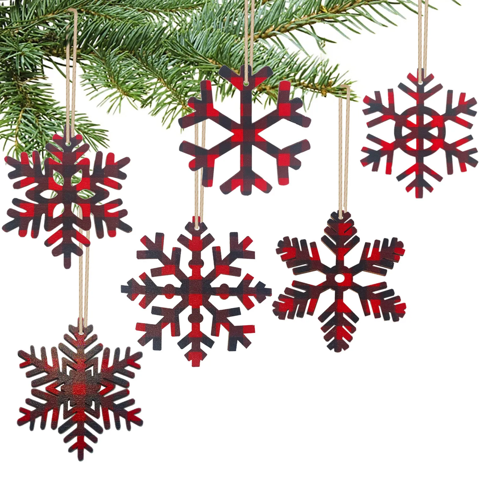 

10 шт. деревянные украшения в виде снежинок, Рождественское украшение, снежинка, украшения для рождественской елки, подвеска, новый год 2022, Де...