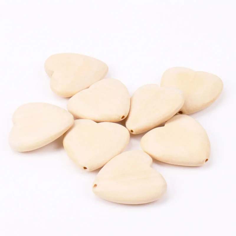 

5 шт., деревянные бусины в форме сердца