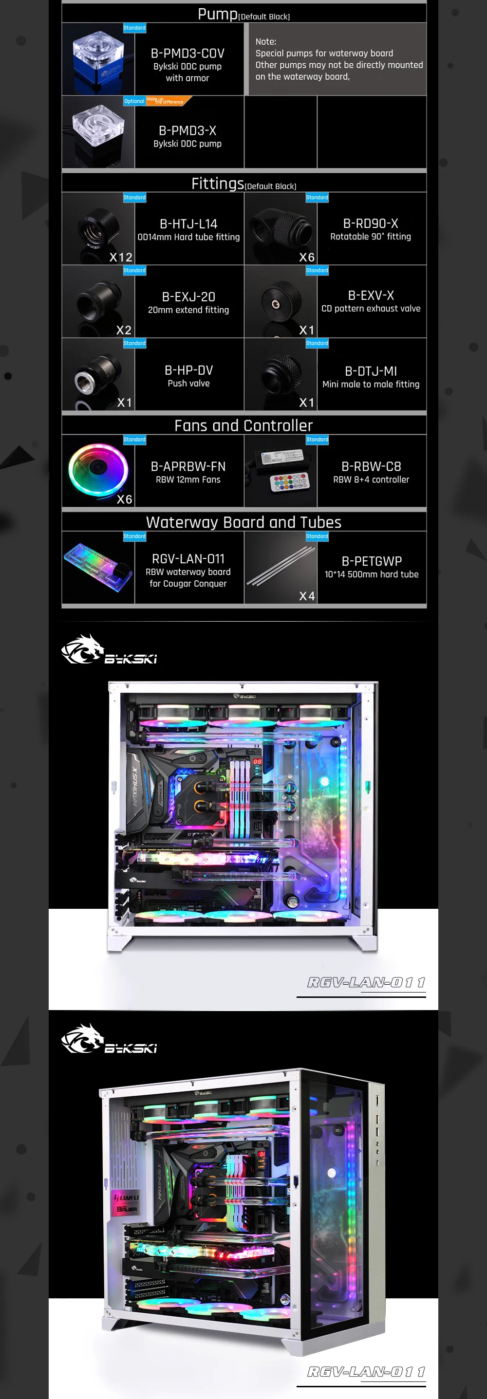 Bykski RGV-LAN-O11, водные доски комплект для Lian Li PC-O11 динамический чехол, RBW водные платы cpu/GPU Блок программы комплект