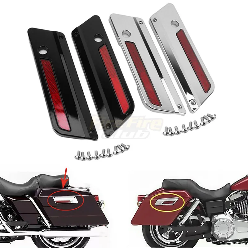 

Motorcycle Black Chrome ABS Saddlebag Latch Side Covers For Harley Touring Road King Street Electra Glide FLHT FLHX FLHTCU 94-13