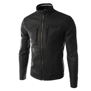 

Men's PU Leather Short Motorcycle Jacket Size M-XXXXL Black Brown Slim Fit Stand Collar C9