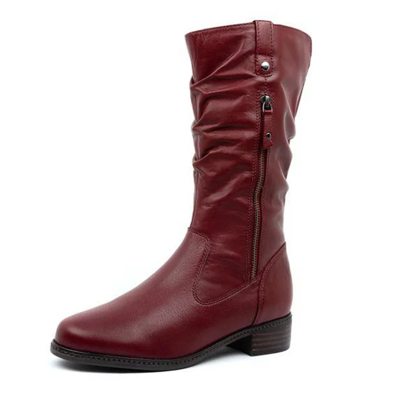 AQ539 размера плюс 43 новые женские ботинки осенне-зимние сапоги на высоком толстом