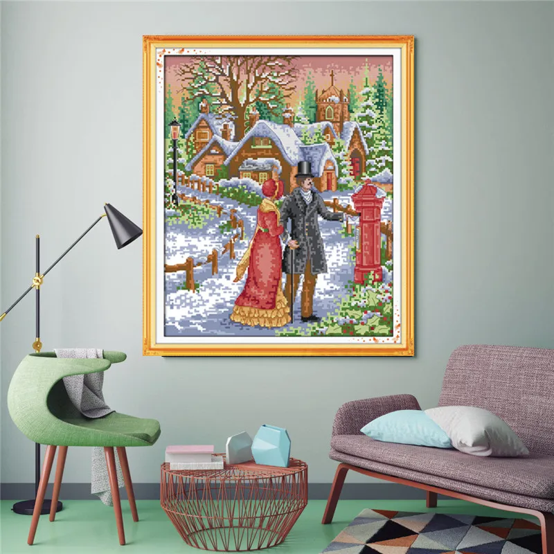 Набор для вышивки пар ходьба по снегу 11CT 14CT|cross stitch kits|stitching kit cross stitchembroidery diy |