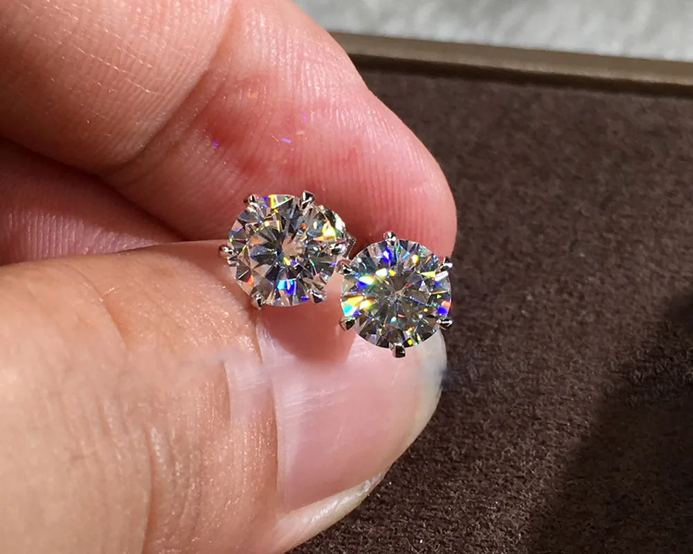 Женские простые серьги гвоздики с цирконом из стерлингового серебра 925 пробы