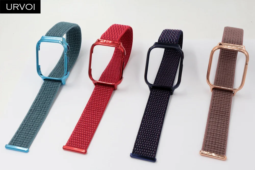 URVOI Спортивная петля для ремешка Apple Watch 4 + чехол 40 44 мм рефлективная полоса iWatch с покрытием из плетеного нейлона, дышащая.