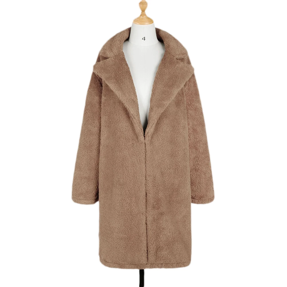 Женская однотонная куртка средней длины с длинным рукавом и плюшевым