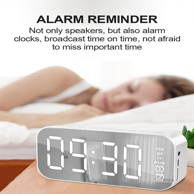 Зеркальный Bluetooth-звуковой ящик: беспроводной динамик профессионального уровня с сабвуфером, LED-часами, стереозвуком для домашнего кинотеатра, вечеринок и офиса.