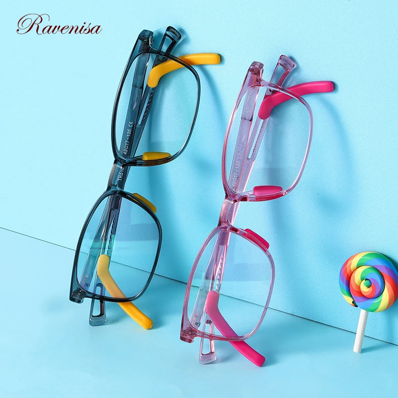 

Трендовые оптические прозрачные очки для мальчиков, голубой светильник TR90, квадратные оправа Очки для работы за компьютером, детские очки, ...