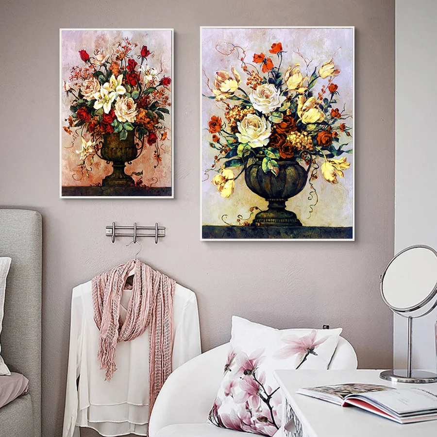 Абстрактная картина маслом с цветком на холсте художественные принты