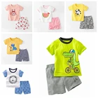 Пижама для мальчиков и девочек, хлопковая, с коротким рукавом