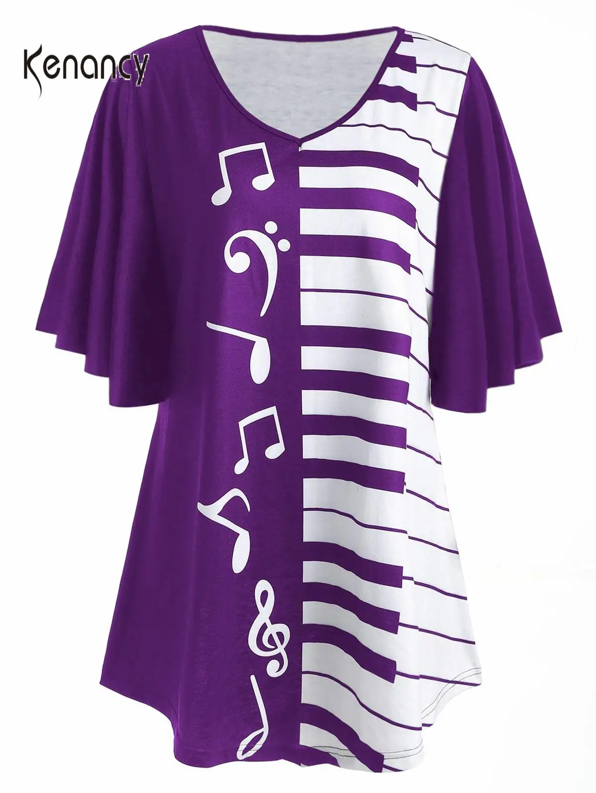 Туника Kenancy Piano с принтом клавиатуры женская летняя футболка большого размера