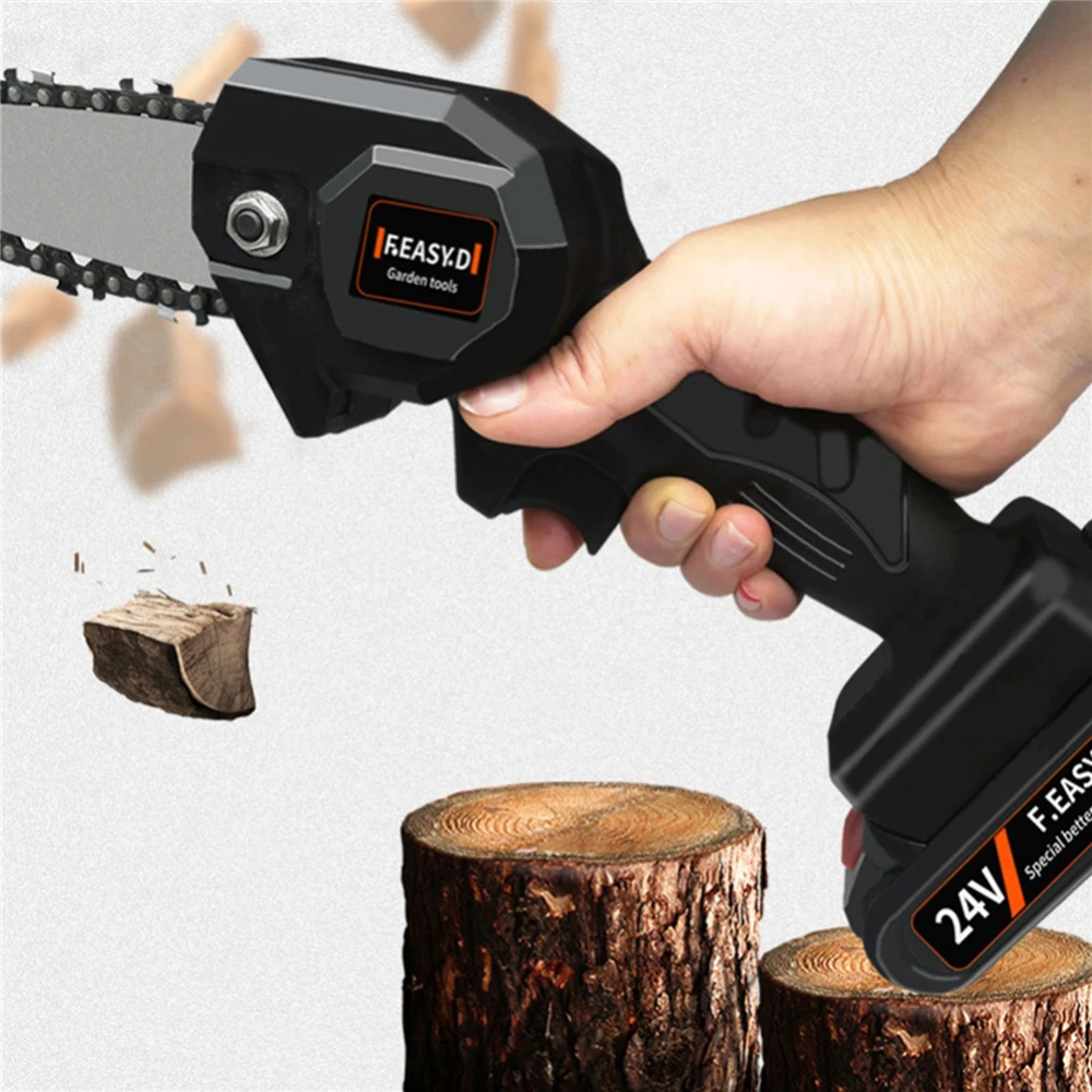 

Electric Chain Saw 4 Inch Lithium Battery Thermostat Cutting Power Tools Handheld Mini Cordless Tree Logging 1PCS Portable 24V