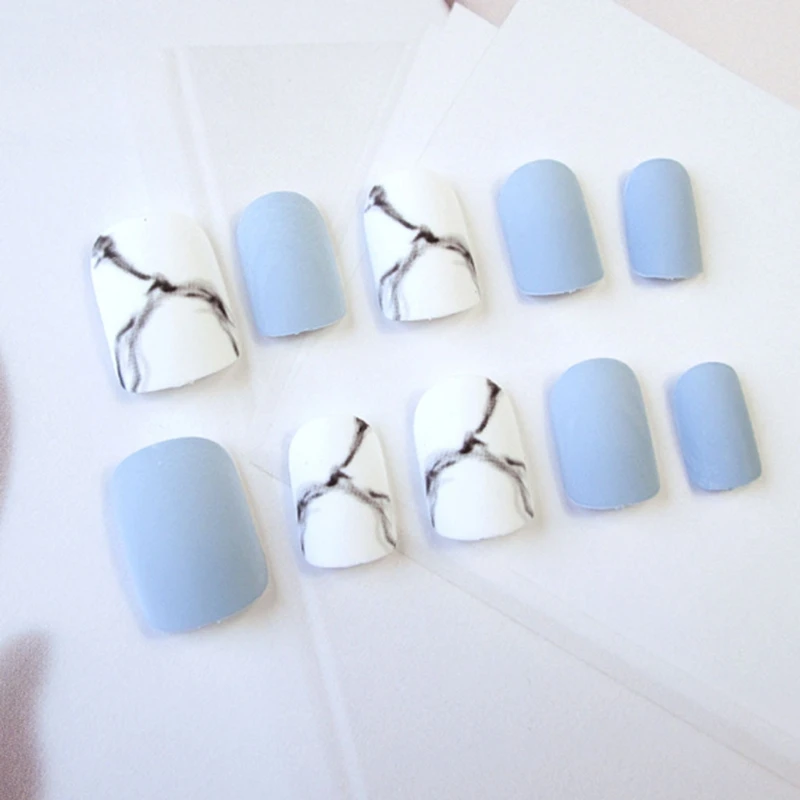 24Pcs/Set Artificial Short Full Cover False Fake Matte Nails Art Tip DIY MS-09 | Красота и здоровье