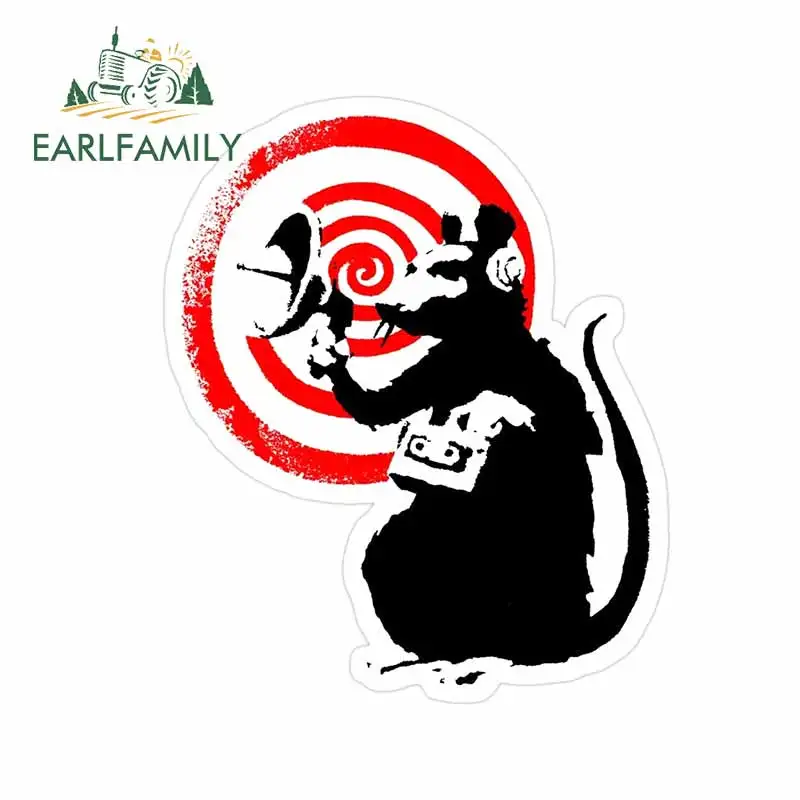 

EARLFAMILY 13cm x 11cm for Mouse with Trumpet Red Ripple Trunk Car Stickers Waterproof Refrigerator Cartoon RV Decal Car Styling