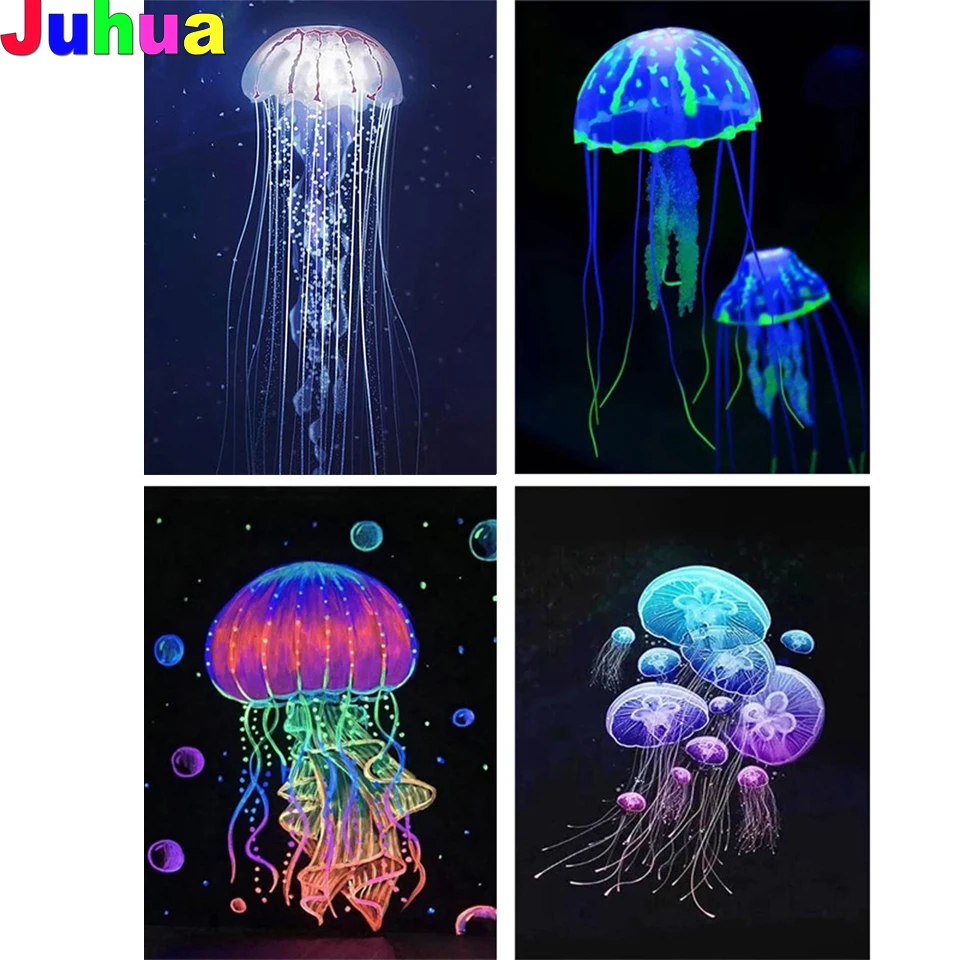 

Алмазная 5d картина «сделай сам», картина с квадратными и круглыми стразами с изображением животных, медузы, вышивка крестиком, домашний декор