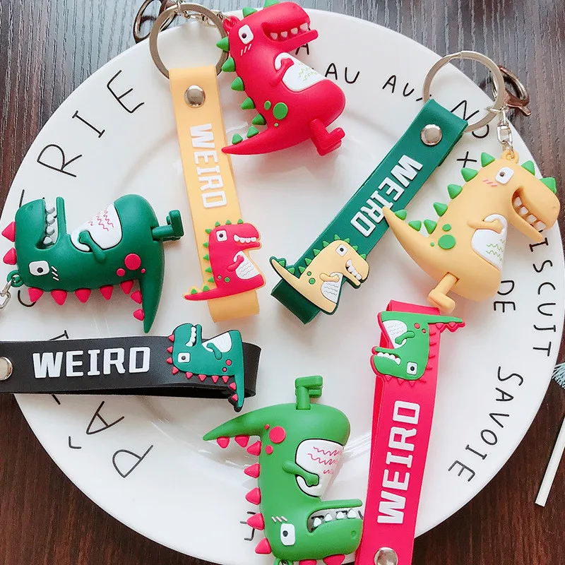 

Cartoon Creative Lovely Silicone Car Key Ring Dinosaur Charms Funny Gifts