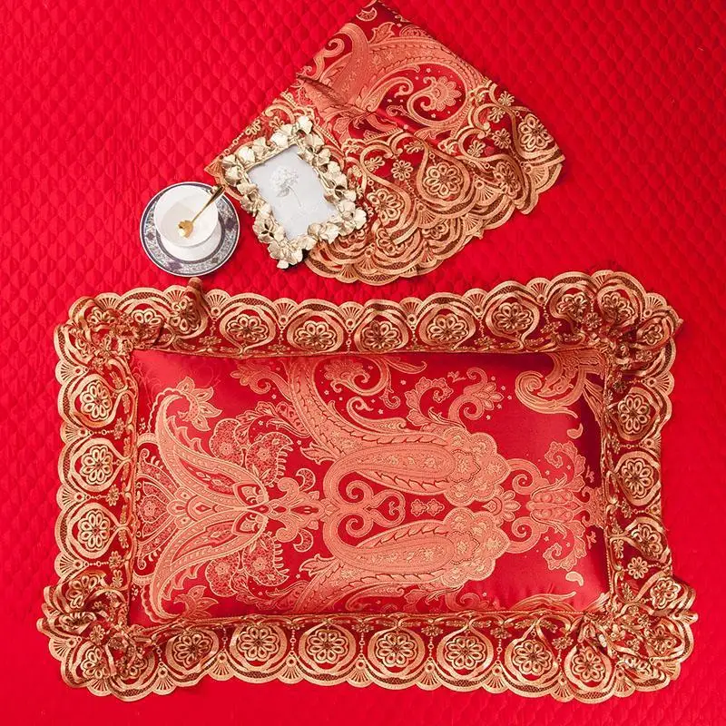 

New Silk Cotton Jacquard Luxury Royal Wedding Bedding set Lace Duvet Cover Bed Sheet Pillowcases Queen King size 4/6/9pcs