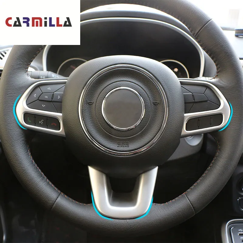 3Pcs/Set Carbon Fiber Steering Wheel Panel Decorative Cover Trim Sticker for Jeep Compass 2th 2017-2020 Renegade 2015 - 2019