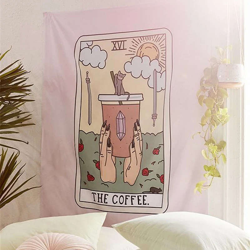 Розовый гобелен Таро настенный хиппи психоделический Бохо Настенный декор Ouija