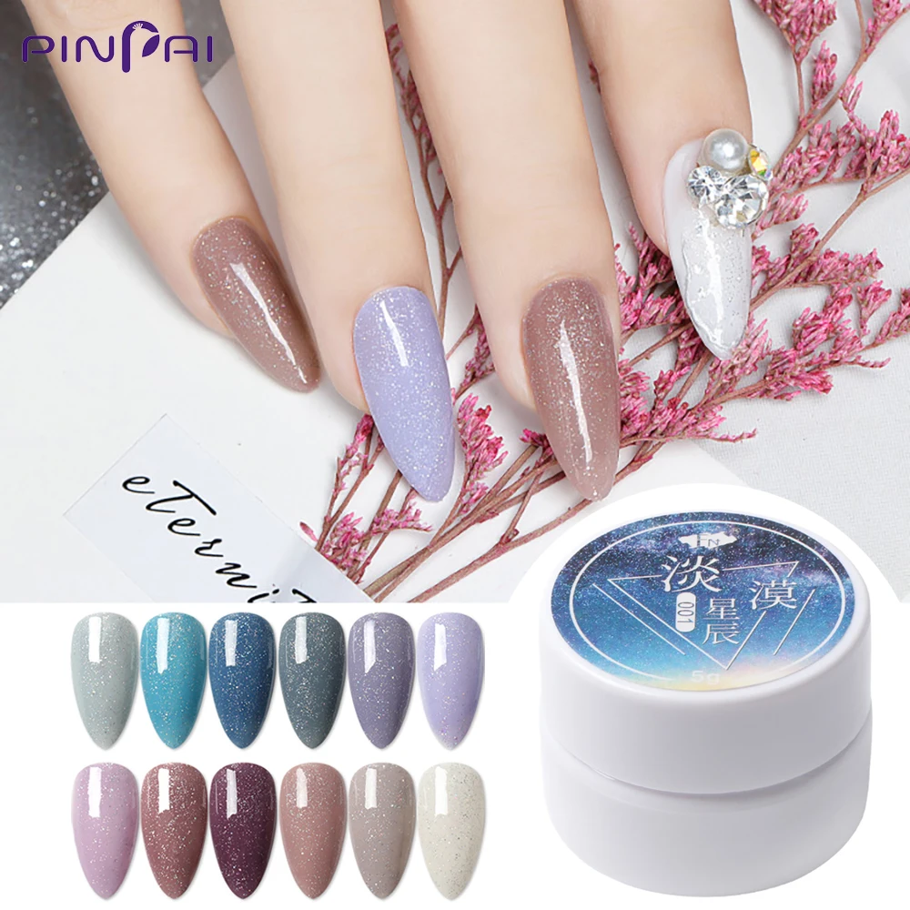 

Pinpai 12 Colors Glitter UV Nail Gel Polish Long Lasting UV LED Soak Off Nail Gel Lacquer Nail Art Decoration Gel Varnish 5ml