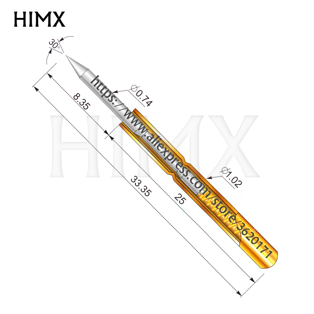 100 шт. выдвижная пружинная игла для испытания зонда наперсток 0 74 мм Латунная