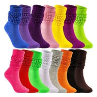 casual knee high boot sock slouch scrunchy socks loose stacked women colorful