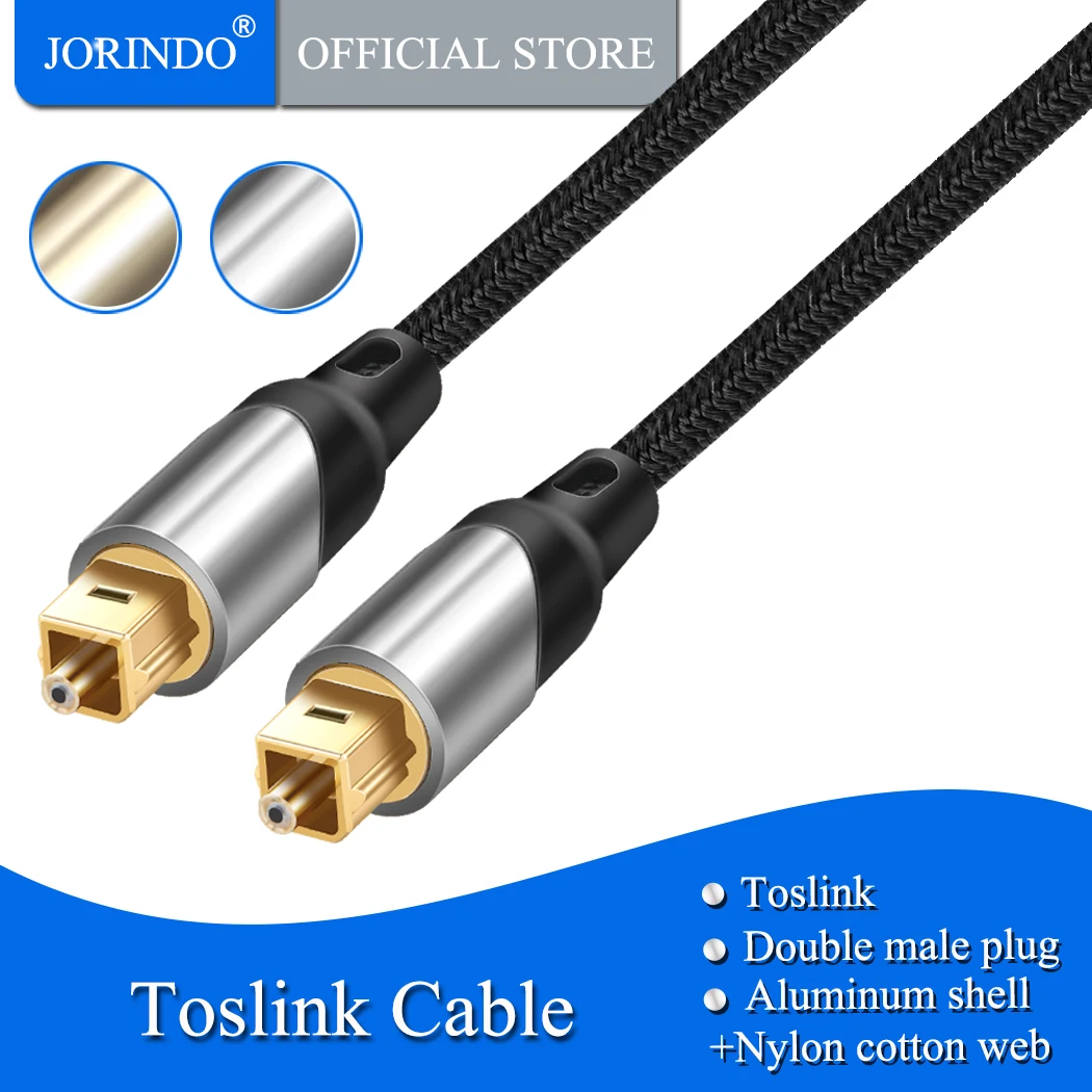 

Цифровой оптический аудиокабель, jorinдо 15 футов Toslink мужской SPDIF кабель с нейлоновой оплеткой для домашнего кинотеатра, ТВ, PS4