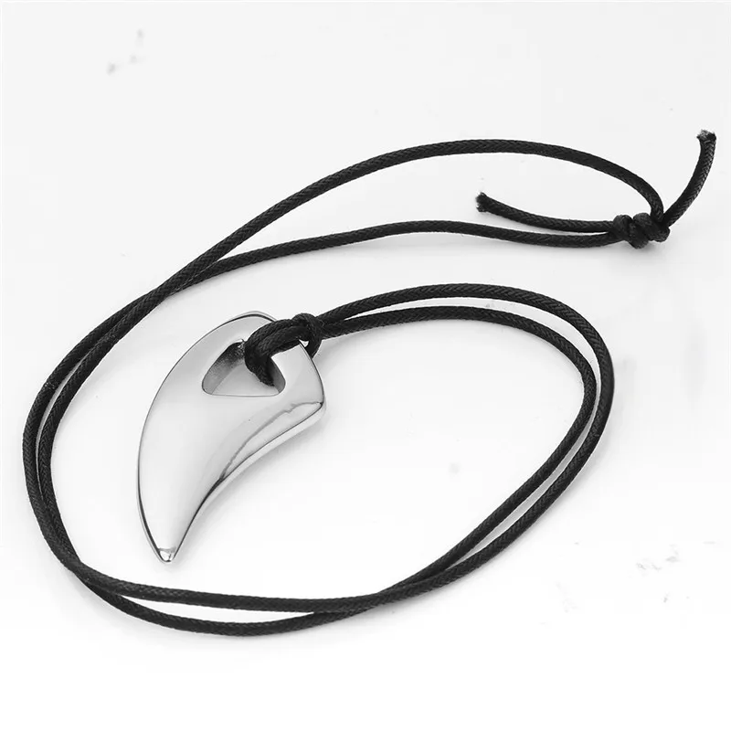 

NHGBFT Black Wolf tooth Stainless Steel Necklace Male Jewelry Punk Biker Mens Pendant Necklaces Dropshipping