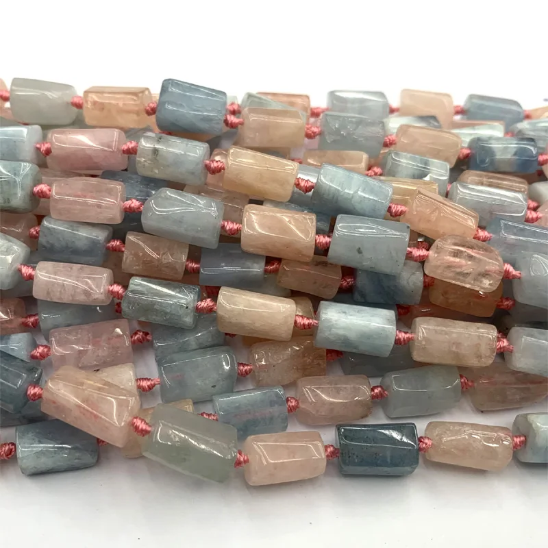 

Natural Genuine Pink Morganite Blue Aquamarine Nugget Free Form Loose Smooth Necklace Bracelet Jewelry Beads 06465
