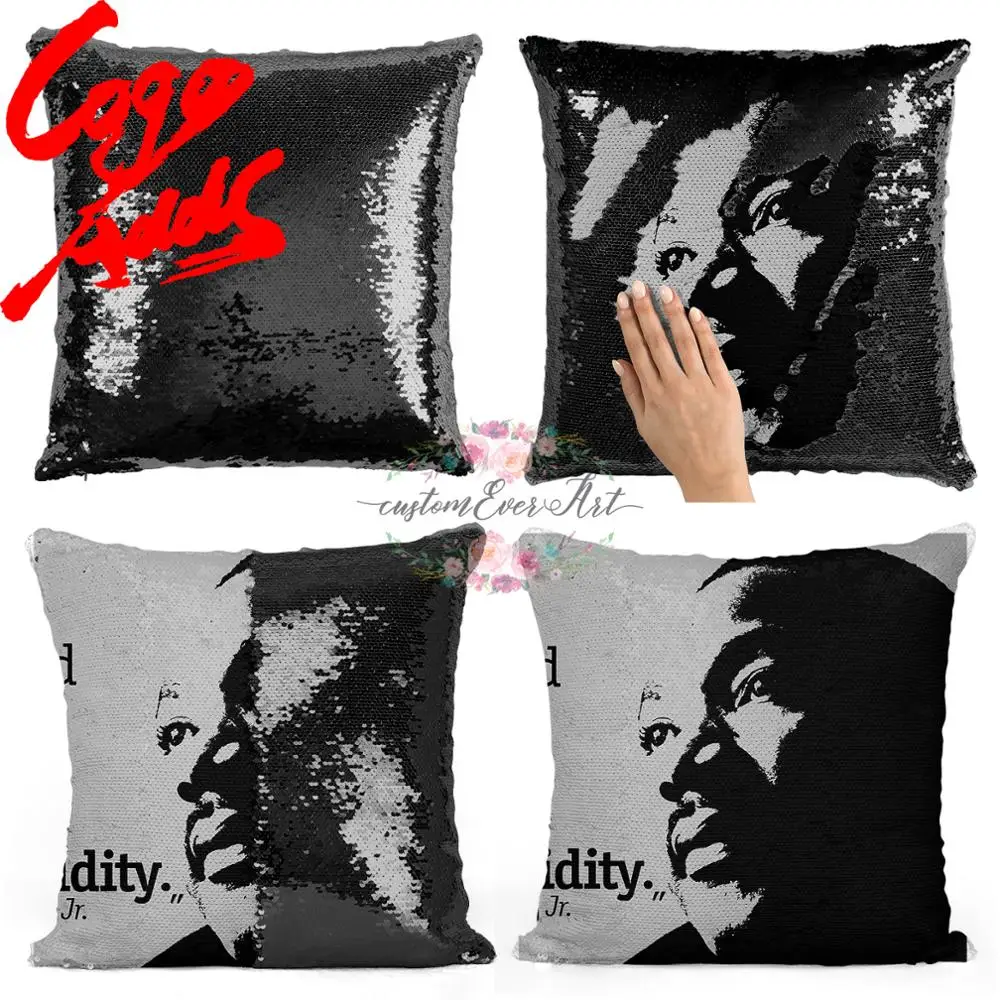 Подушка Martin Luther King Jr с блестками | Наволочка Двухцветная подушка Подарок для нее