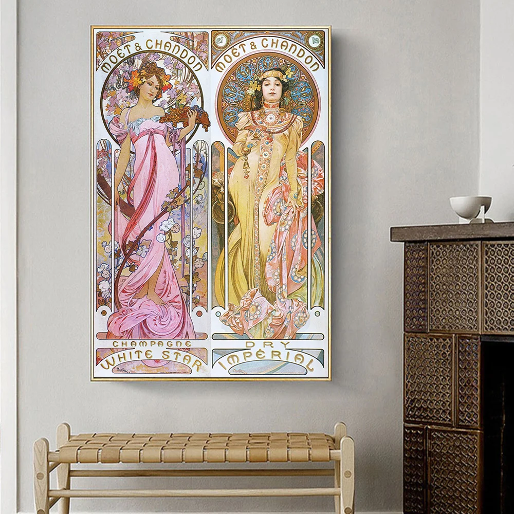 Винтажные иллюстрационные холщовые плакаты и принты Alphonse Fly декоративные