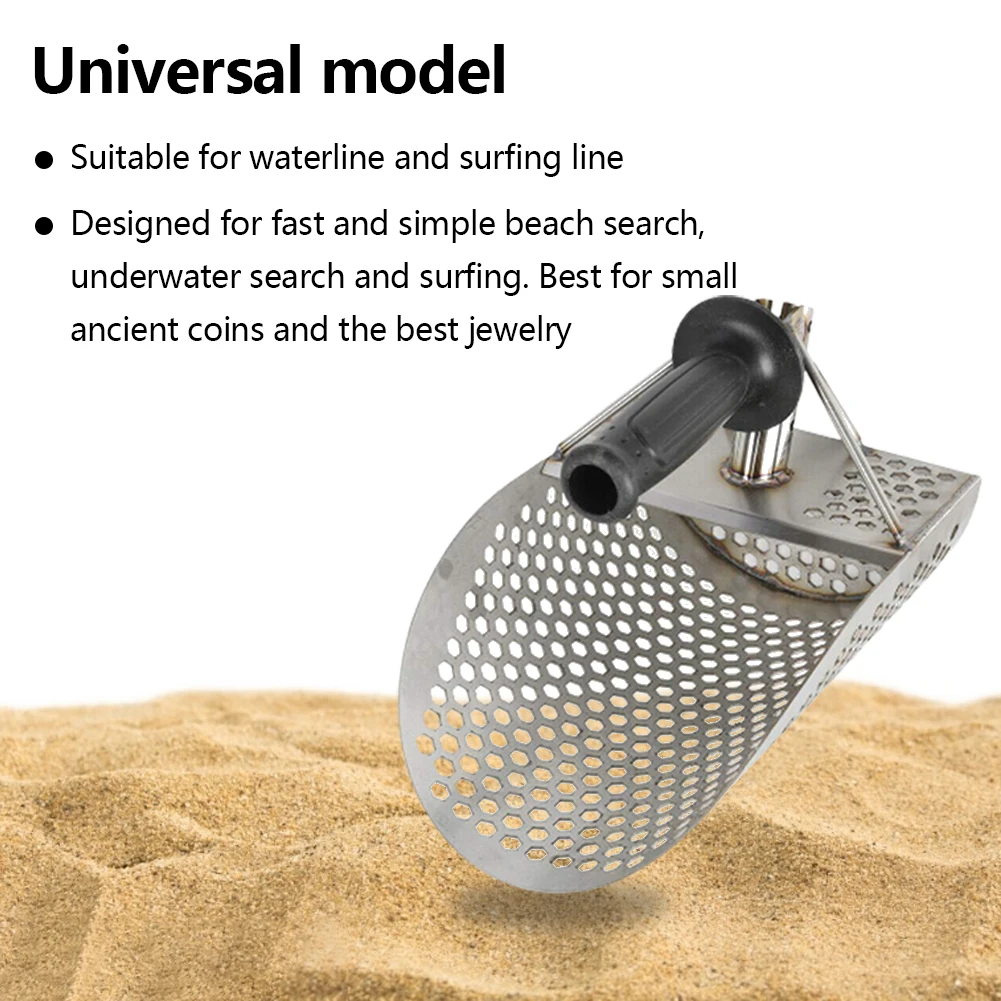 

Sand Scoop Stainless Steel Digging Shovel Detecting Beach Tools with Handle for Fast Sifting Heavy Duty Sand Scoop 29x20 cm
