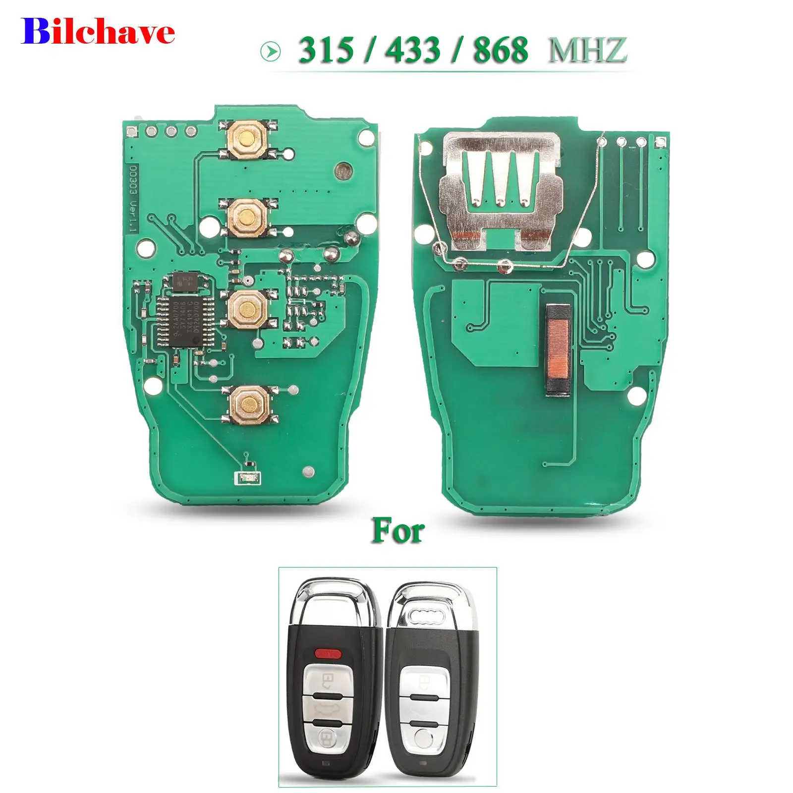 

jingyuqin 315/433/868Mhz 8T0 959 754C Remote Car Key Circuit Board 3/4 Button For Audi Q5 A4L A5 A6 A7 A8 RS4 RS5 S4 S5
