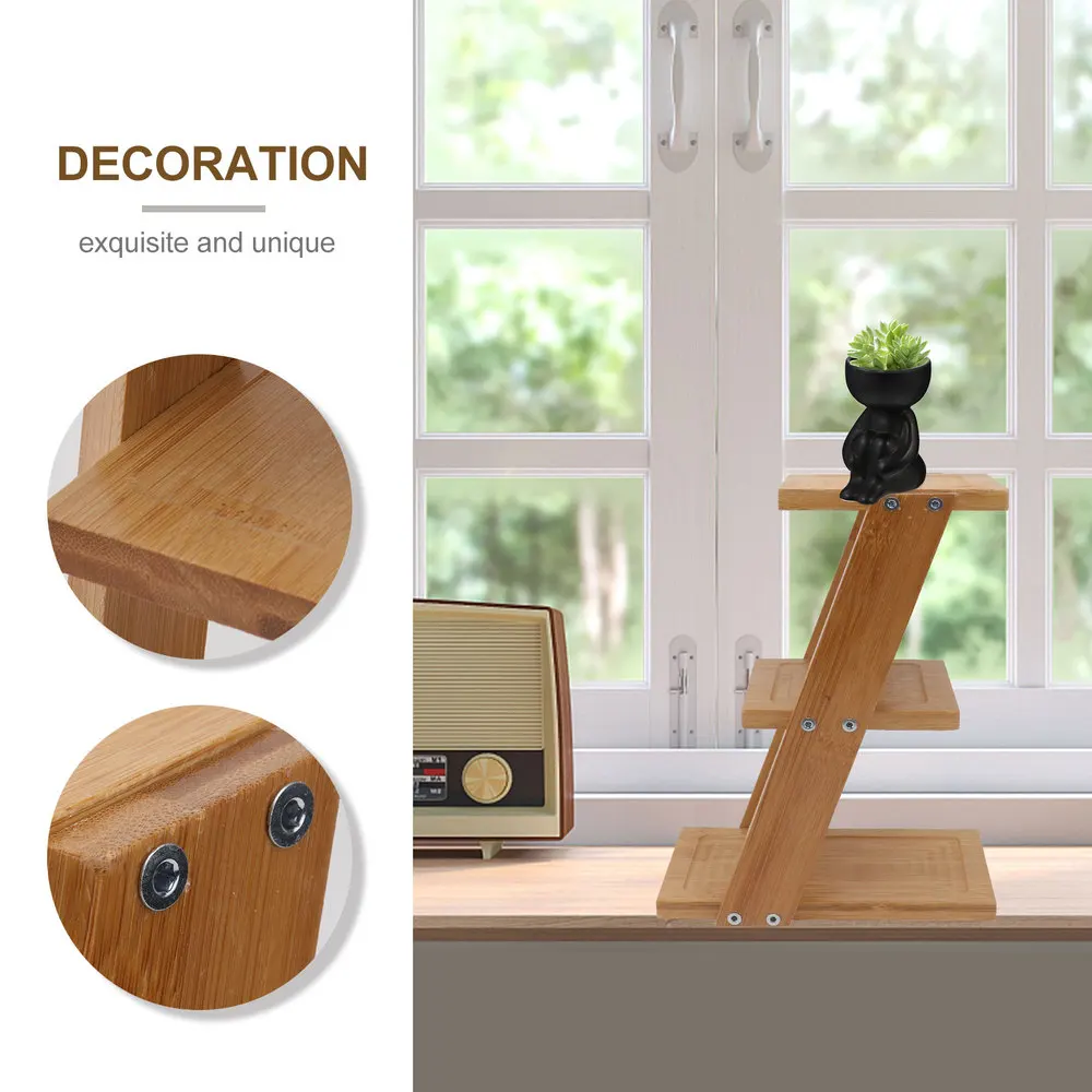 

1Pc Multi-layer Bamboo Flower Rack Chic Desktop Plant Stand Home Storage Shelf