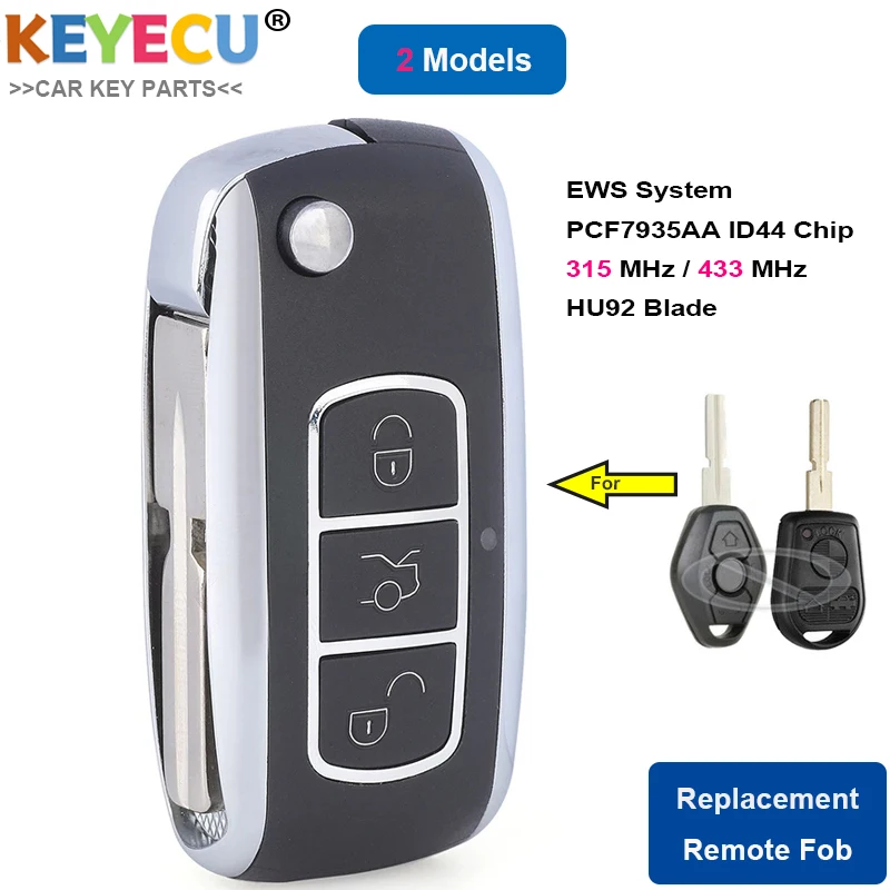 KEYECU обновленный Автомобильный ключ раскладушка для BMW EWS 325 330 318 525 530 540 E38 E39 E46 M5 X3 X5