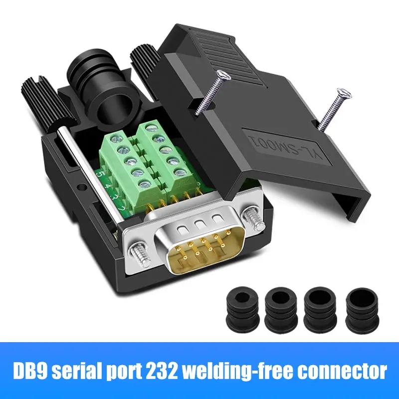 

Solderless DB9 Connector 2 Rows D-SUB DB9 Pin Male Female Breakout Terminals COM Connectors RS232/485 Serial Port Plug Adapter