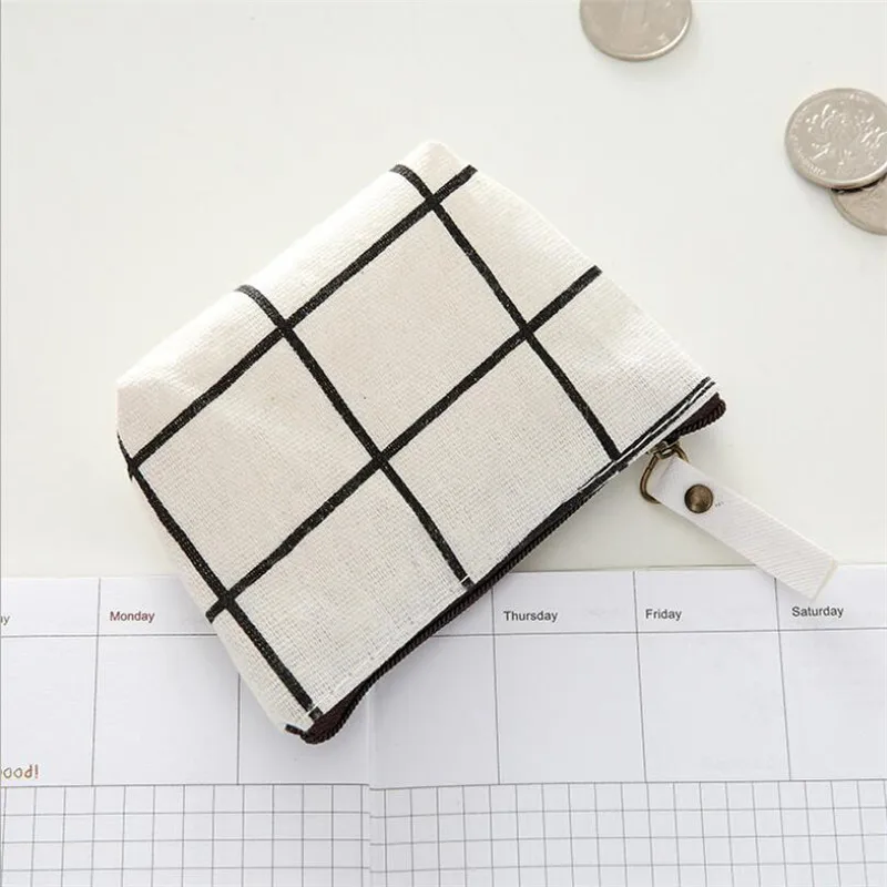 Кошелек для мелочи Холщовый с цветочным принтом в клетку на молнии | Багаж и сумки