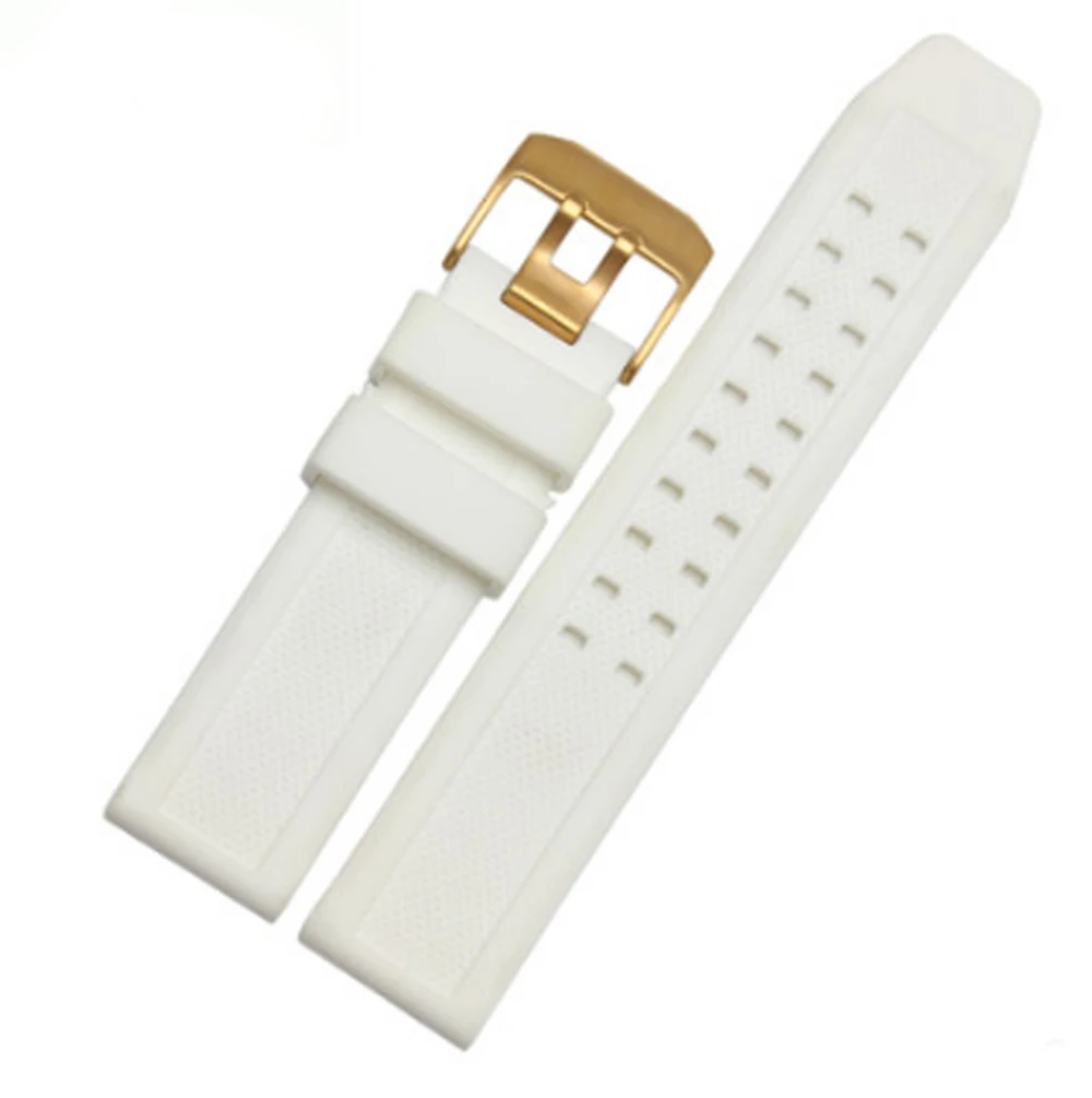 Soft Rubber Watchband Black/White 23mm Waterproof Silicone Strap Fits For Luminox Watch Band Accessories Mens