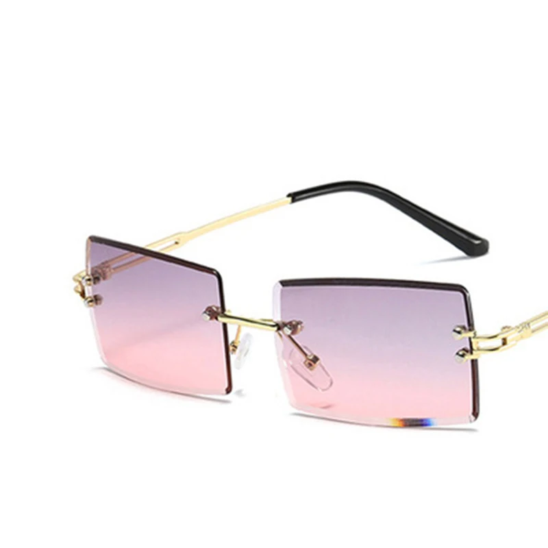 Прямоугольные градиентные линзы солнцезащитные очки для женщин без оправы