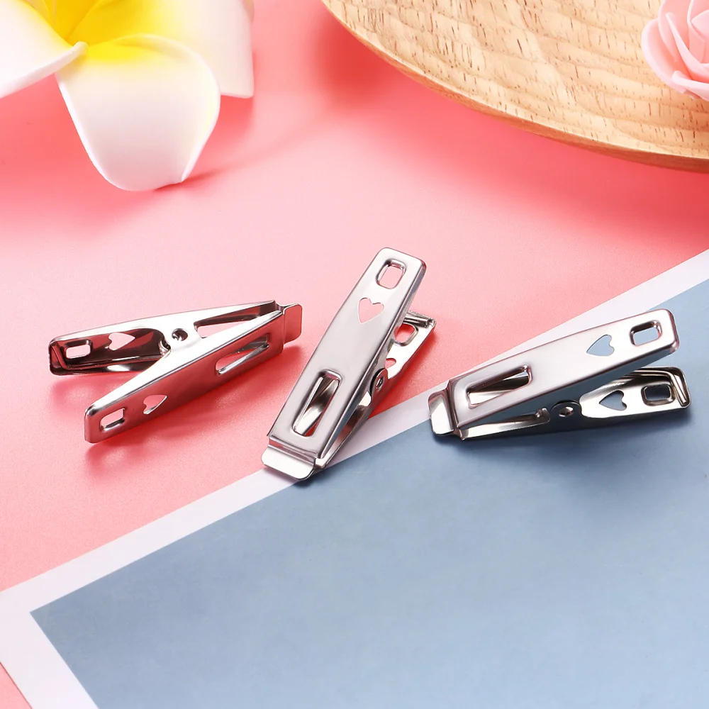 

BESTOMZ 40pcs Stainless Steel Clothes Pegs Metal Clips Socks Clips Clothes Multifunctional Clothing Clamps