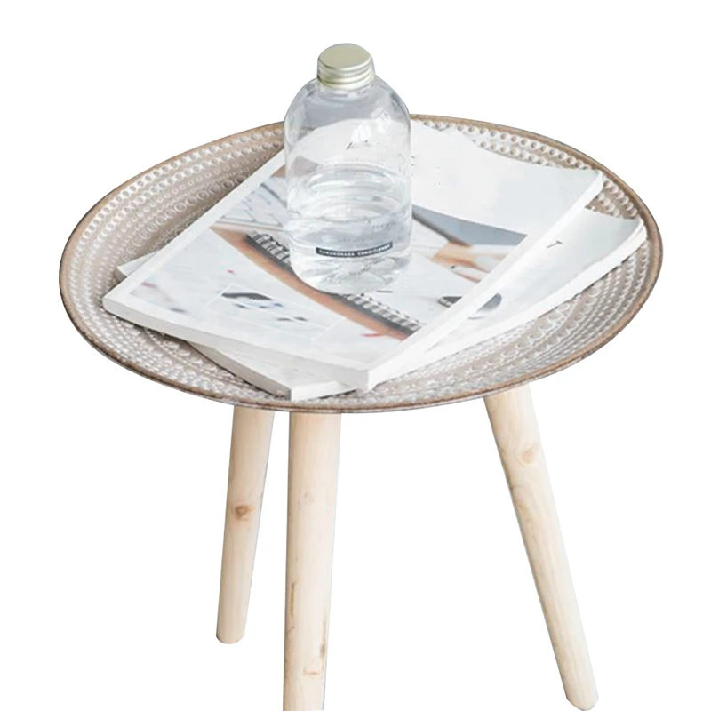 Деревянный журнальный столик креативный круглый для кровати дивана боковой